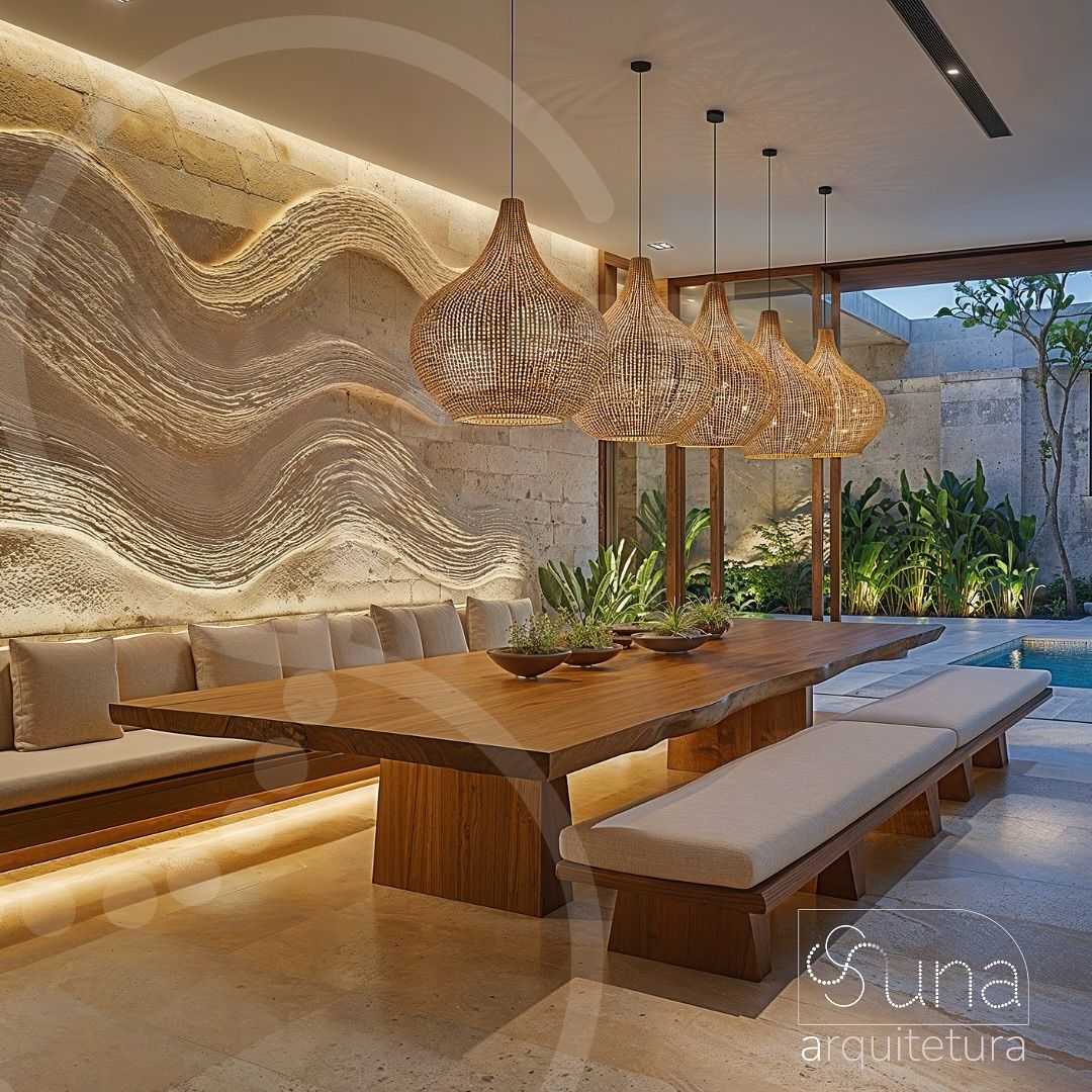 Sala de jantar com iluminação cênica